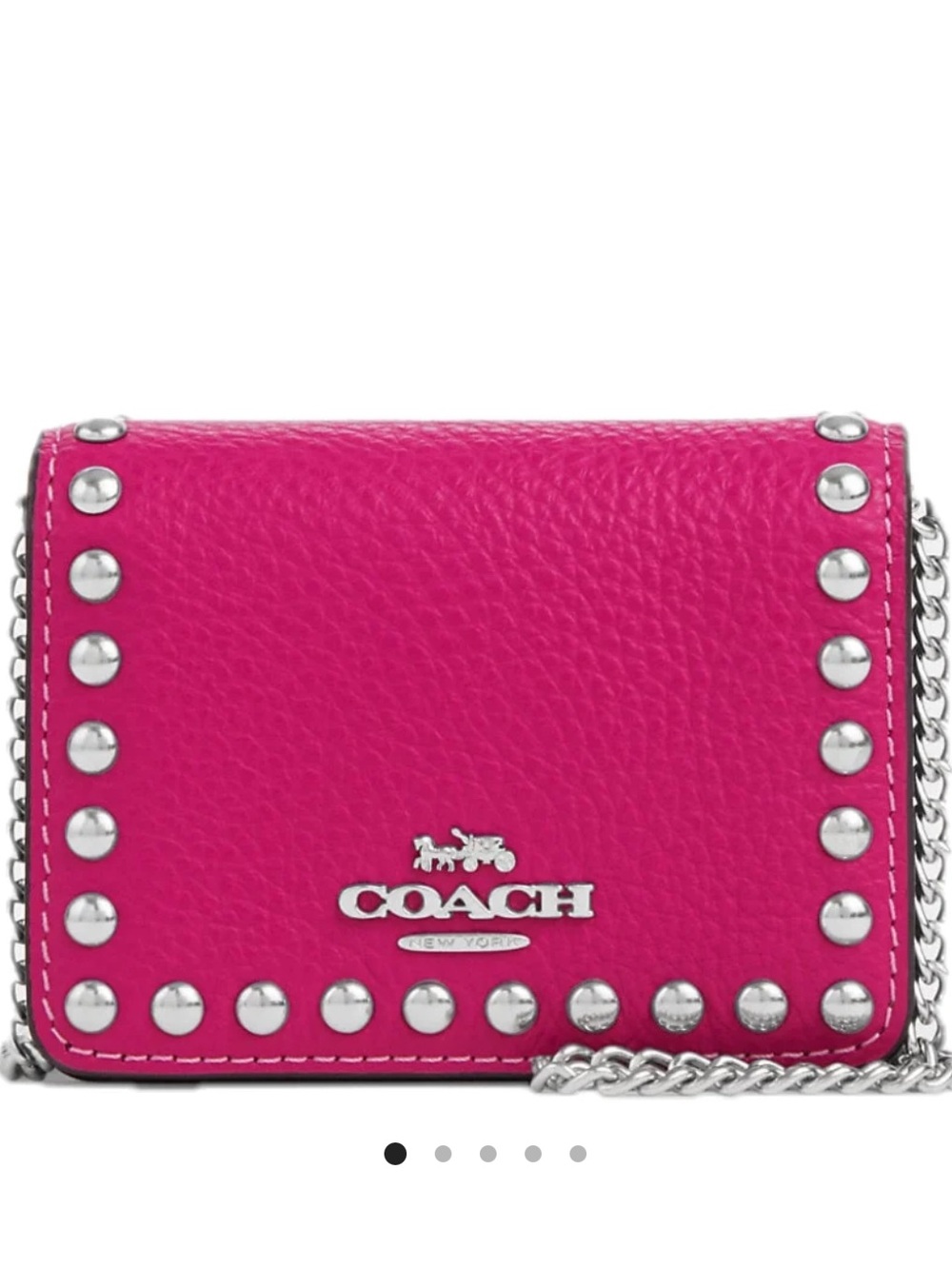 Coach Mini Wallet On A Chain in Cerise (Hot Pink) Silver Hardware w/ Dusty NWOT